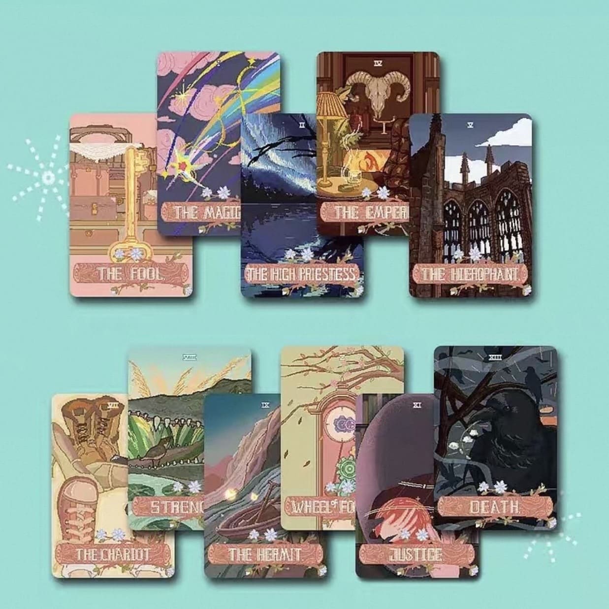 Trail of Mind Tarot anime pixel art tarot deck for nostalgic daily reflection