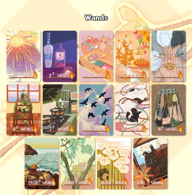 Trail of Mind Tarot anime pixel art tarot deck for nostalgic daily reflection
