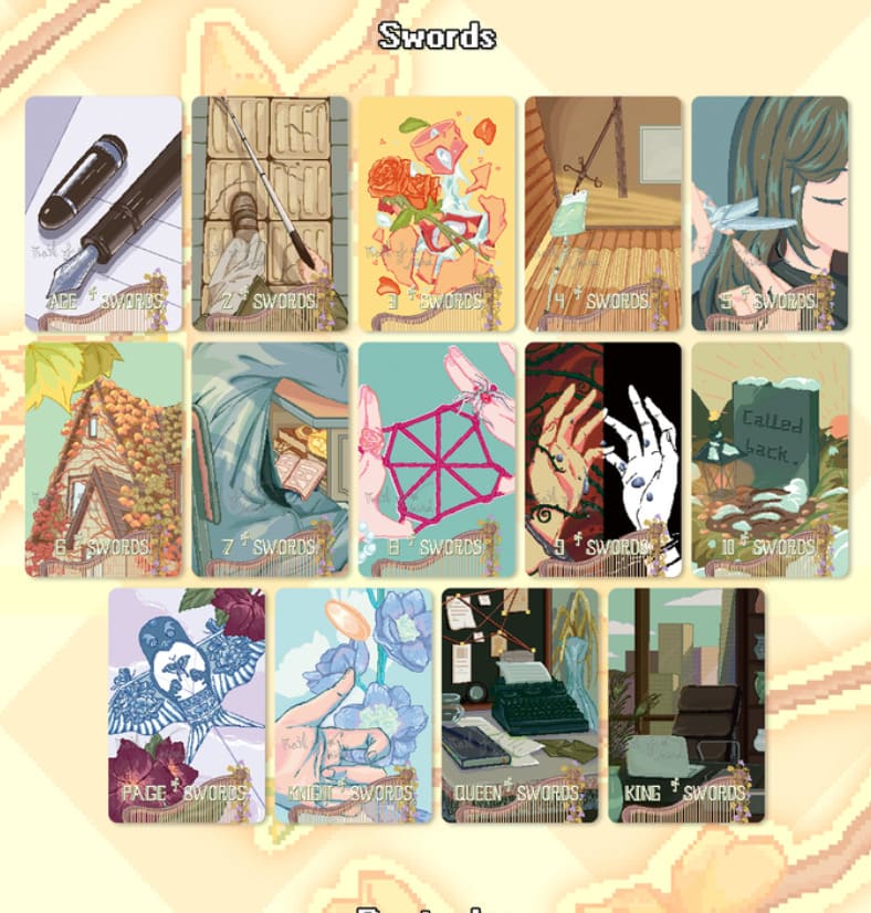 Trail of Mind Tarot anime pixel art tarot deck for nostalgic daily reflection