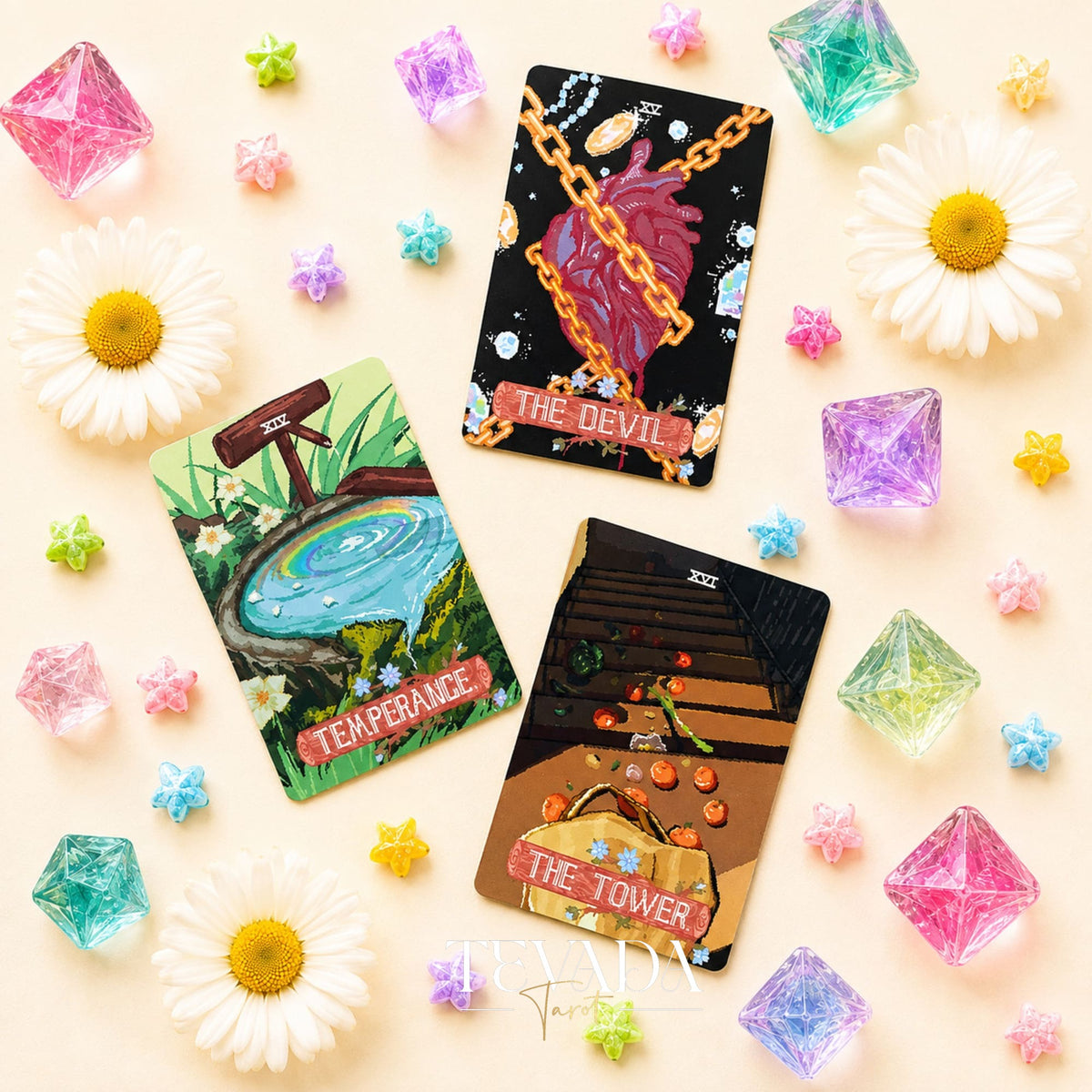Trail of Mind Tarot anime pixel art tarot deck for nostalgic daily reflection