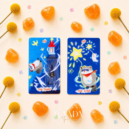 Trash Panda &amp; Tarot crayon-style Indie Tarot Deck for gentle daily reflection