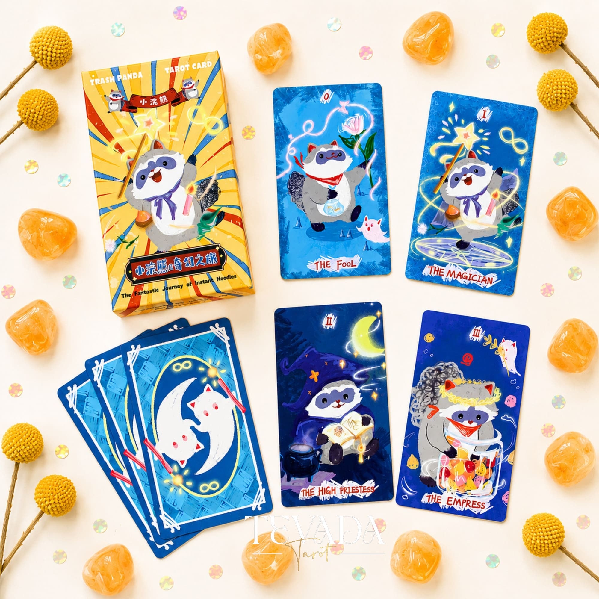 Little Raccoon Tarot crayon-style Indie Tarot Deck for gentle daily reflection