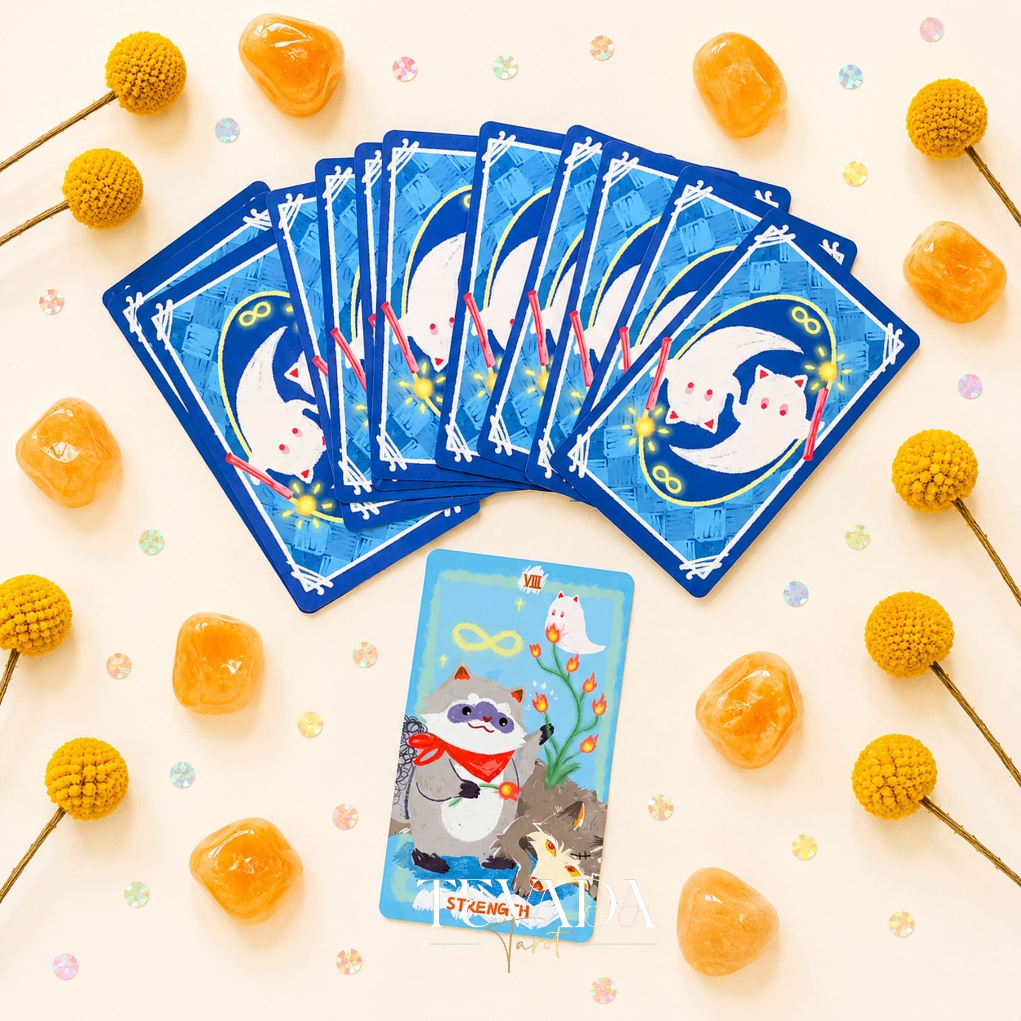 Little Raccoon Tarot crayon-style Indie Tarot Deck for gentle daily reflection