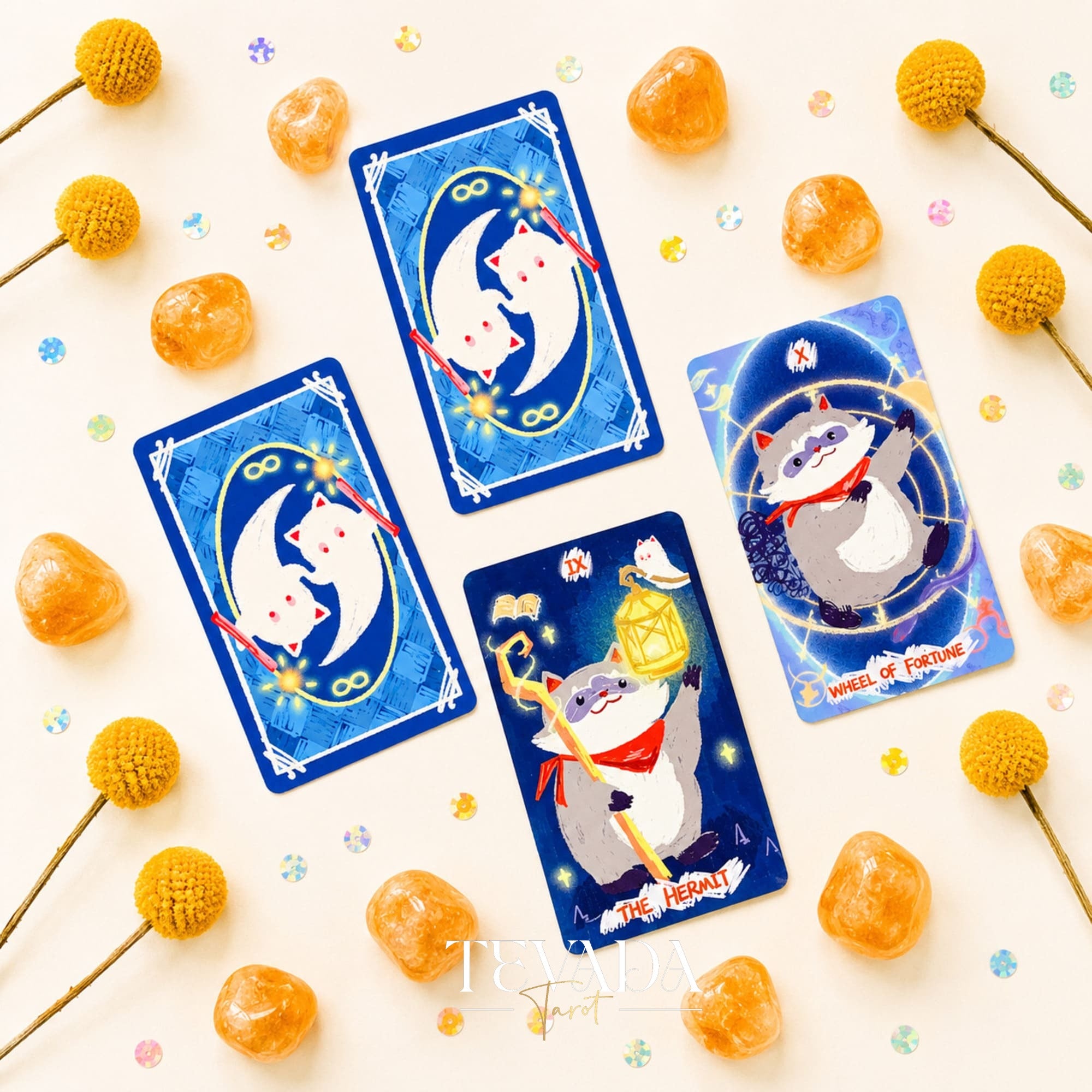 Little Raccoon Tarot crayon-style Indie Tarot Deck for gentle daily reflection