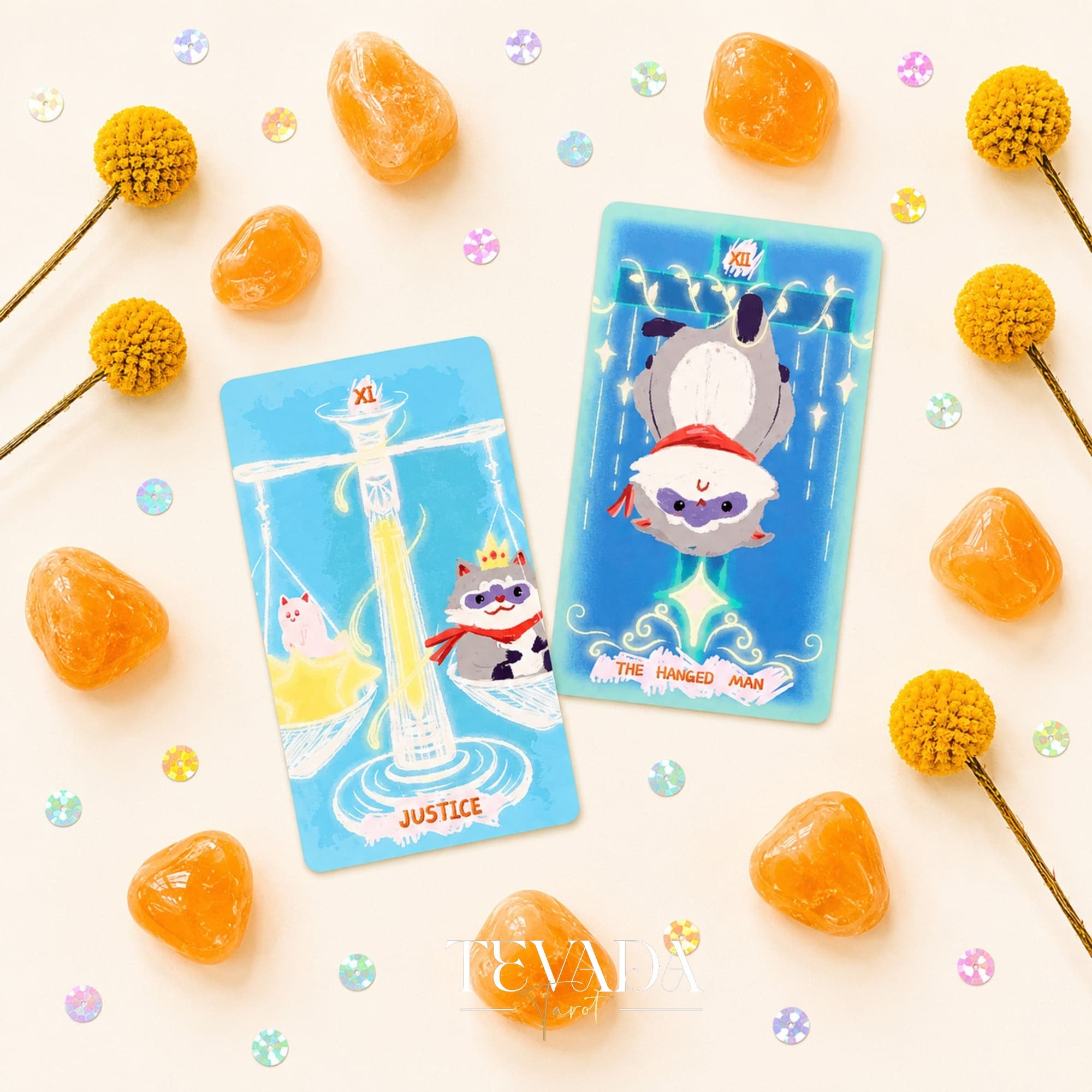 Little Raccoon Tarot crayon-style Indie Tarot Deck for gentle daily reflection