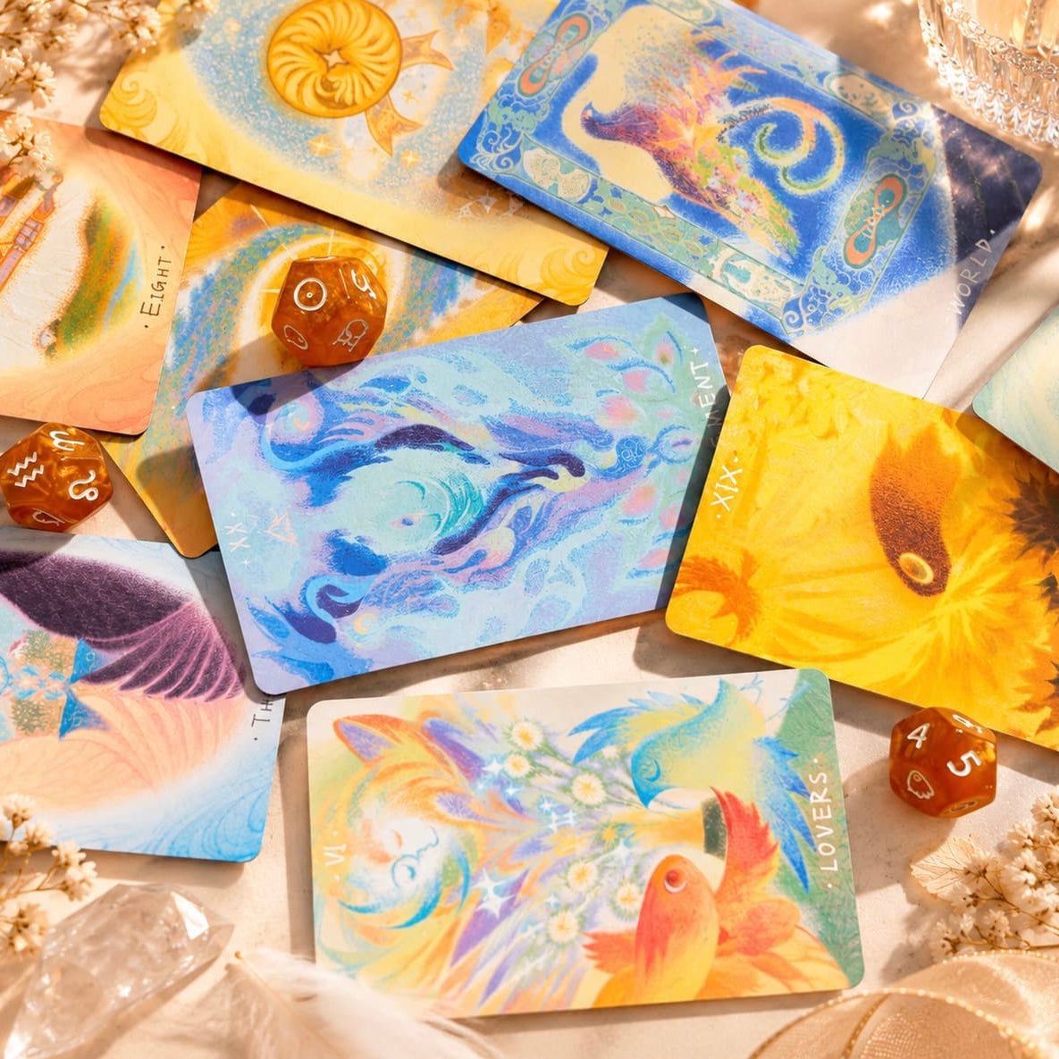 Uno with the Sun Tarot Luxe Radiant Edition, whimsical pastel tarot art for self-reflection and inner light