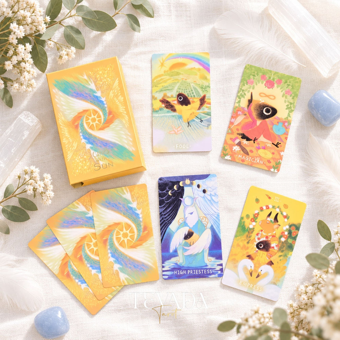 Uno with the Sun Tarot Luxe Radiant Edition, whimsical pastel tarot art for self-reflection and inner light