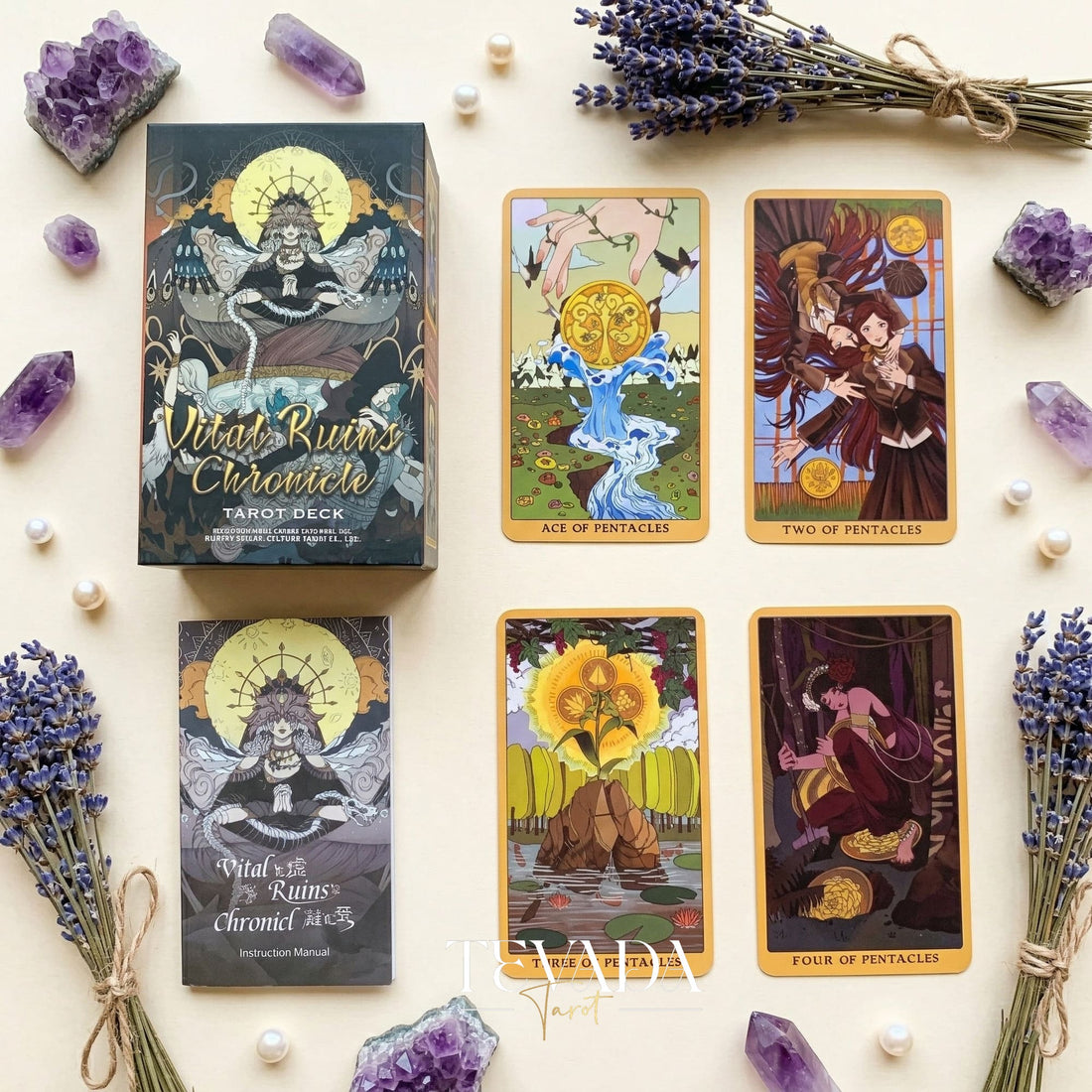 Vital Ruins Chronicle Tarot Deck whimsical retro Indie Tarot Deck for shadow work and deep self-reflection.