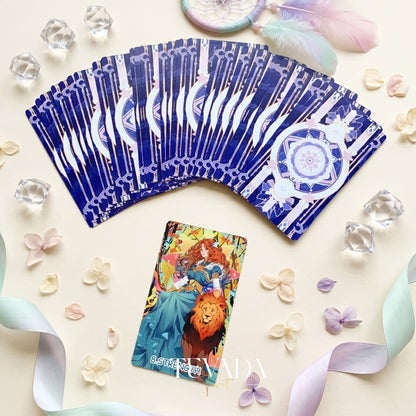 Whispers of Dream Catching Tarot Deck ULTRA Edt ACG fantasy indie tarot deck with metallic purple edges for inner healing.