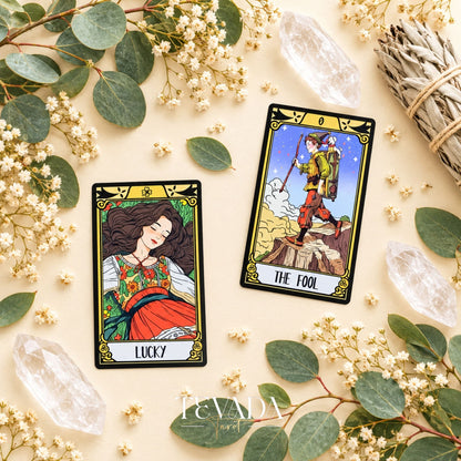 Windmill Flag Tarot medieval storybook Indie Tarot Deck for mythic reflection