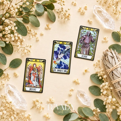 Windmill Flag Tarot medieval storybook Indie Tarot Deck for mythic reflection