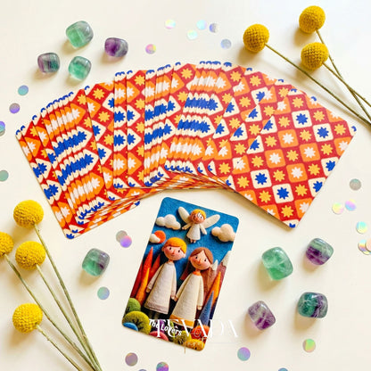 Woolly Wonder Tarot Deck featuring vibrant 3D wool-felt storybook art for inner child healing and playful divination.
