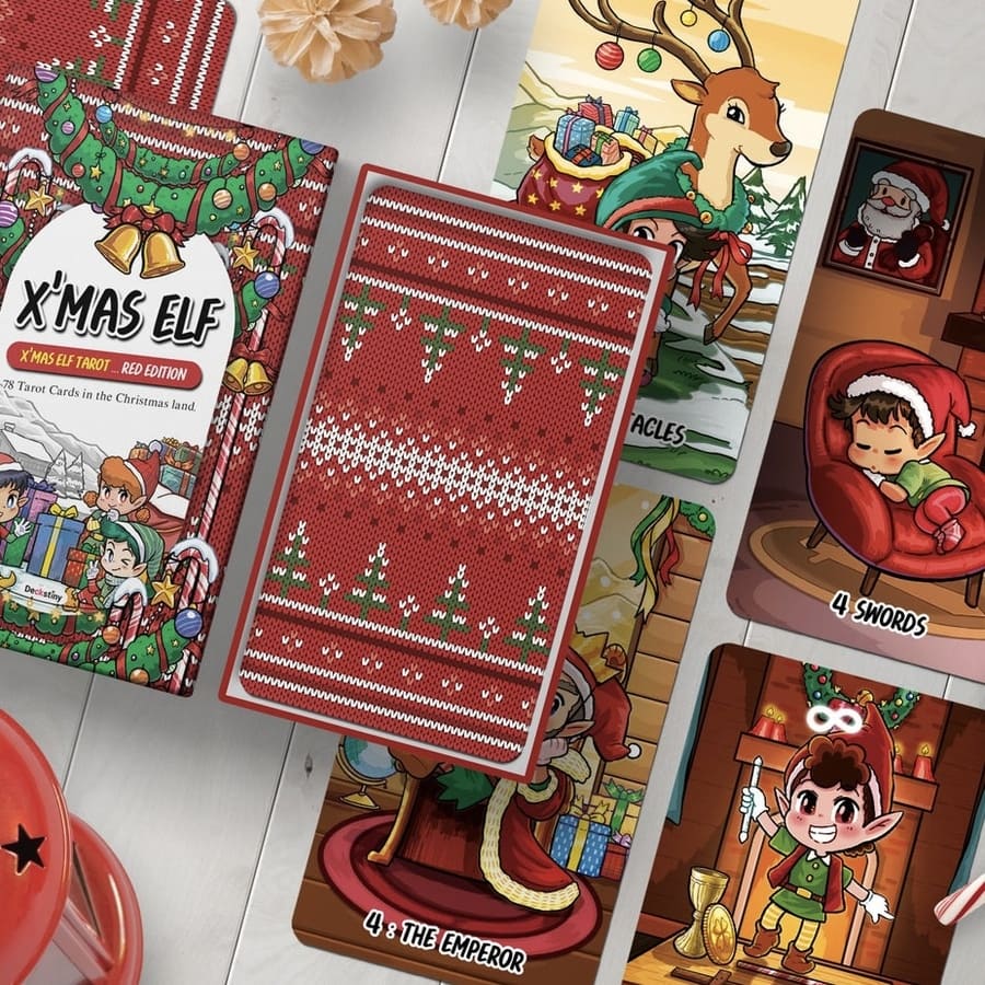 【Ship by Dec 10】Xmas Elf Tarot RED