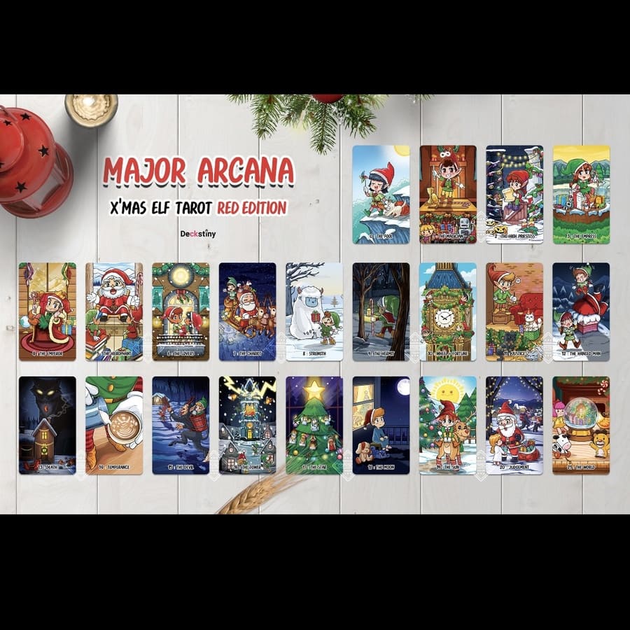 【Ship by Dec 10】Xmas Elf Tarot RED