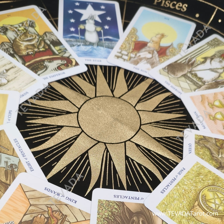 Elevate your tarot practice with our Tarot Table Cloth - Zodiac Sun Tarot Reading Cloth.