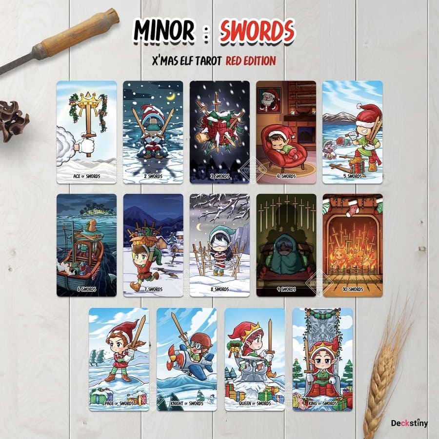 【Ship by Dec 10】Xmas Elf Tarot RED
